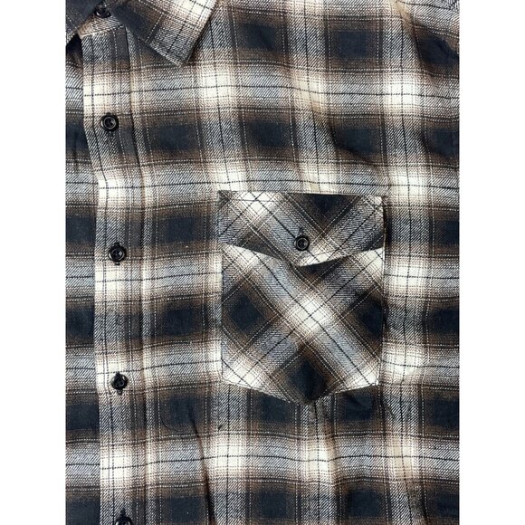 Men's Brown Plaid Button Up Long Sleeve Shirt Sz XXL - Picture 5 of 7
